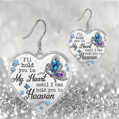 Gemstone Butterfly Glass Earrings - Heart Shaped Pendant