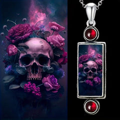 Skull Rose Pendant Necklace Gothic Jewelry Women Holiday Gift