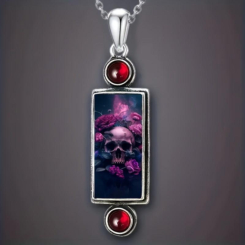 Skull Rose Pendant Necklace Gothic Jewelry Women Holiday Gift
