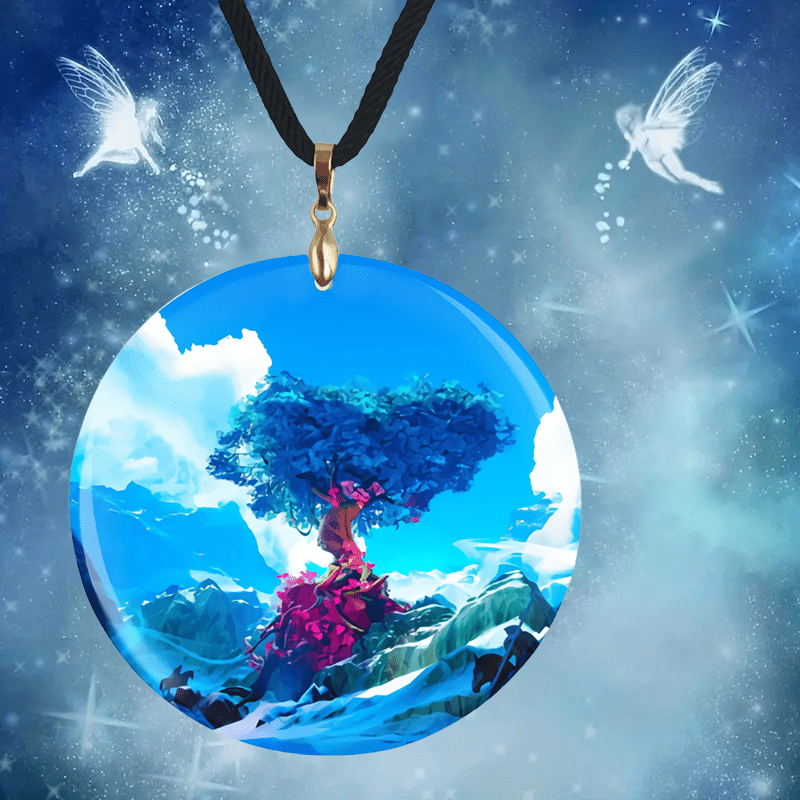 Life And Tree Pattern Pendant Necklace Adjustable Chain Halloween Gift