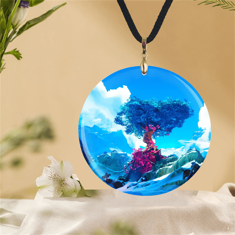 Life And Tree Pattern Pendant Necklace Adjustable Chain Halloween Gift