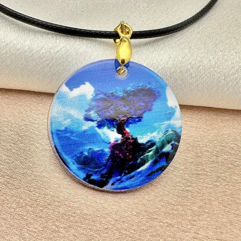 Life And Tree Pattern Pendant Necklace Adjustable Chain Halloween Gift
