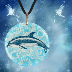 Hand Drawn Dolphin Pattern Pendant Necklace Adjustable Chain Necklace