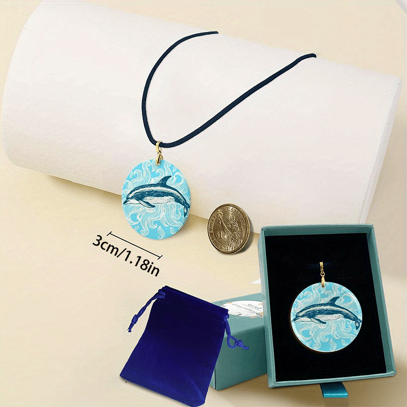 Vintage Dolphin Pattern Pendant Necklace Adjustable Chain Gift