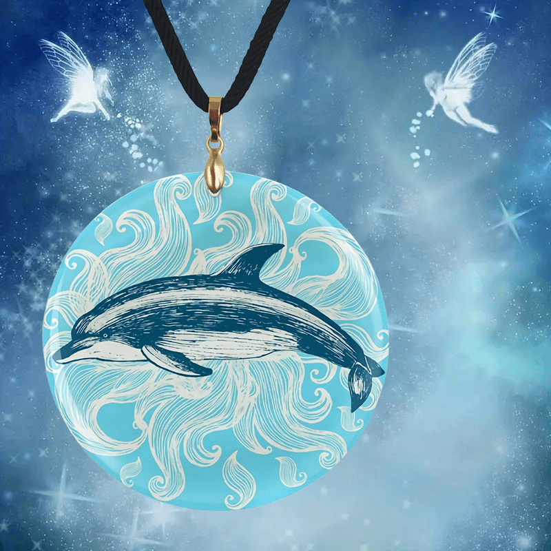Vintage Dolphin Pattern Pendant Necklace Adjustable Chain Gift