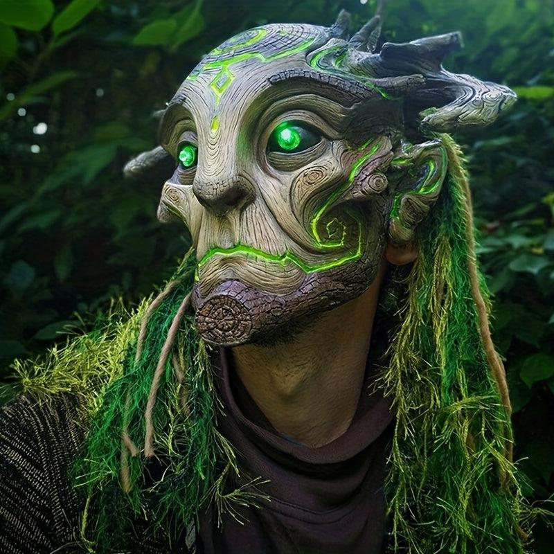 Halloween Horror Tree Monster Elf Mask Party Dress Up Head Cover Eye Glow