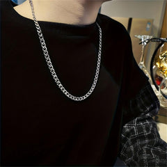 Stainless Steel Cuban Chain Card Men's Necklace Set Gift