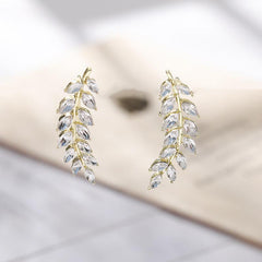 Sparkling Rhinestone Wheat Ear Clip Earrings for Women