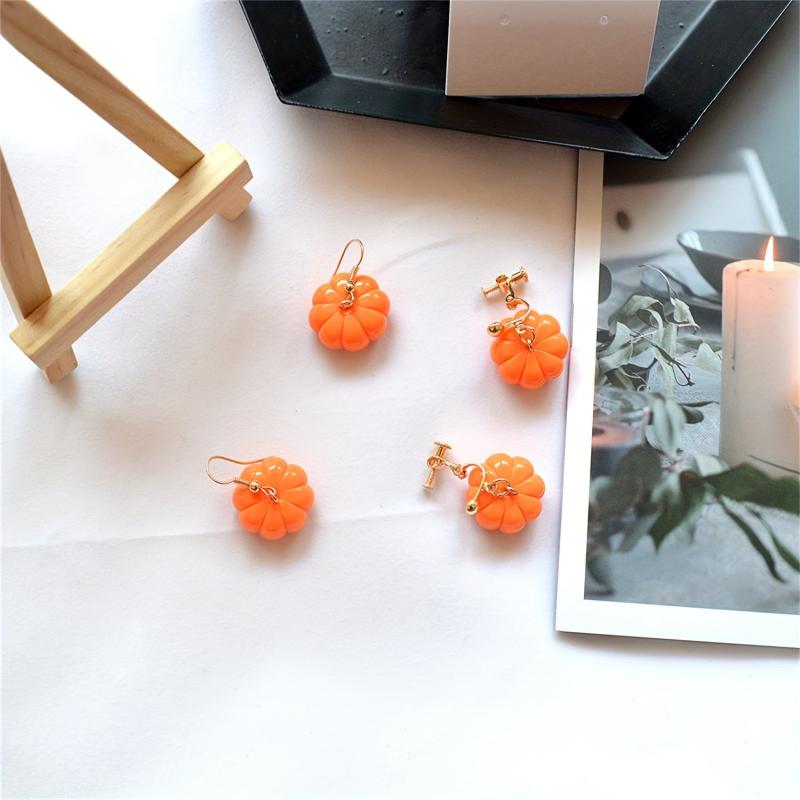 Orange Pumpkin Earrings Fall Jewelry September Birthday For Women Girl