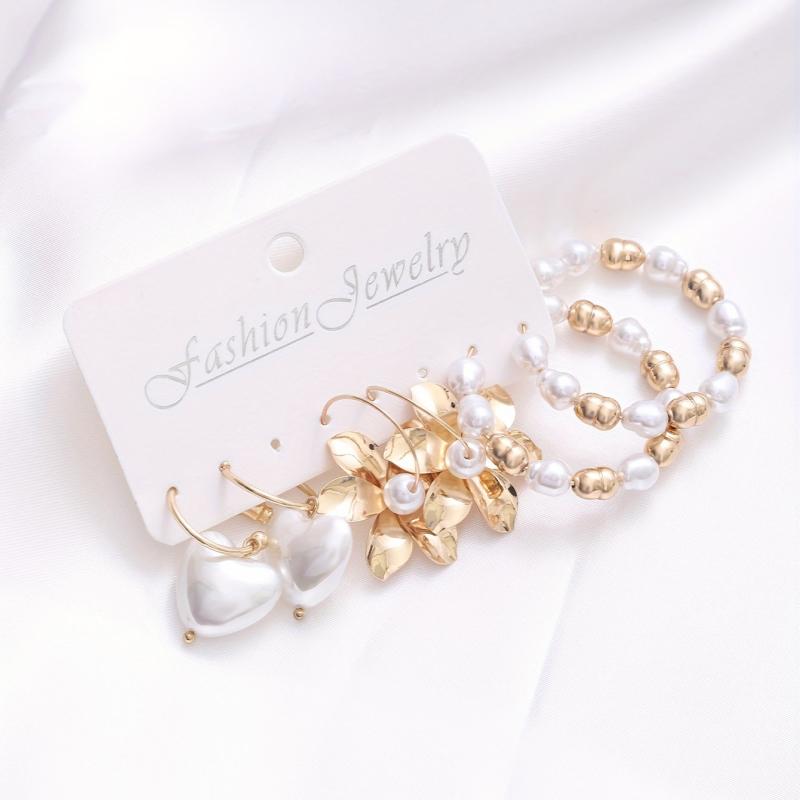 6pcs Pearl Flower Earrings Set For Girlfriend