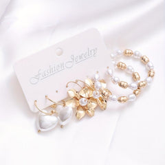 6pcs Pearl Flower Earrings Set For Girlfriend