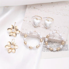 6pcs Pearl Flower Earrings Set For Girlfriend