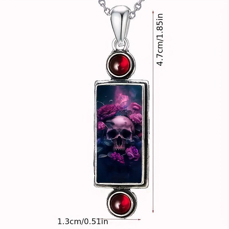 Skull Rose Pendant Necklace Gothic Jewelry For Women