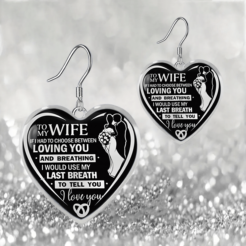 Heart Glass Pendant Earrings Necklace Set for Wife