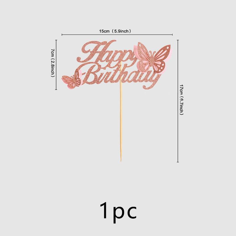 Rose Golden Happy Birthday Cake Topper