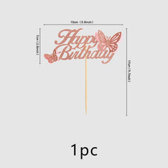 Rose Golden Happy Birthday Cake Topper