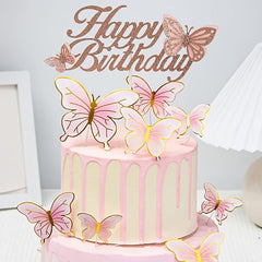 Rose Golden Happy Birthday Cake Topper
