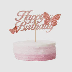 Rose Golden Happy Birthday Cake Topper