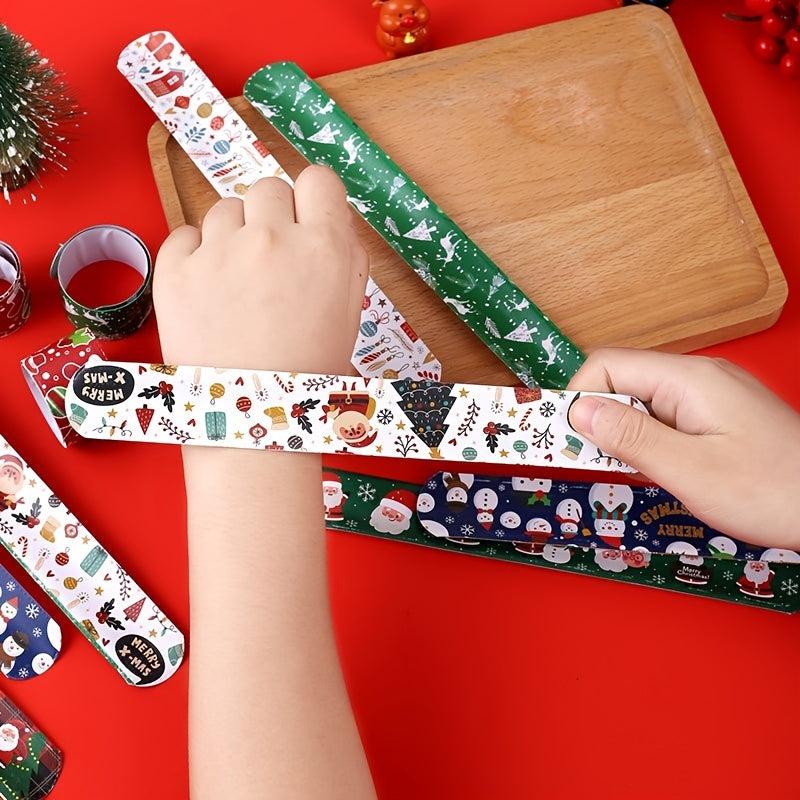 10pcs Christmas Slap Bracelets Party Decoration for Boys and Girls