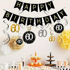 60th Birthday Spiral Hanging Decoration - Charming Party Accent