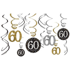 60th Birthday Spiral Hanging Decoration - Charming Party Accent