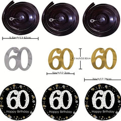60th Birthday Spiral Hanging Decoration - Charming Party Accent