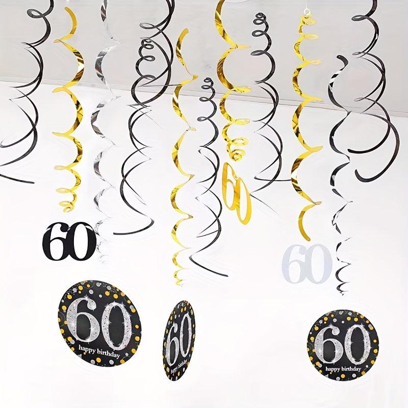 60th Birthday Spiral Hanging Decoration - Charming Party Accent