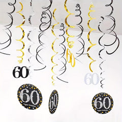 60th Birthday Spiral Hanging Decoration - Charming Party Accent