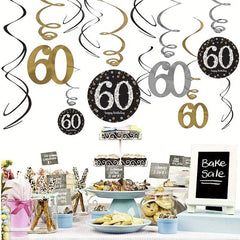 60th Birthday Spiral Hanging Decoration - Charming Party Accent