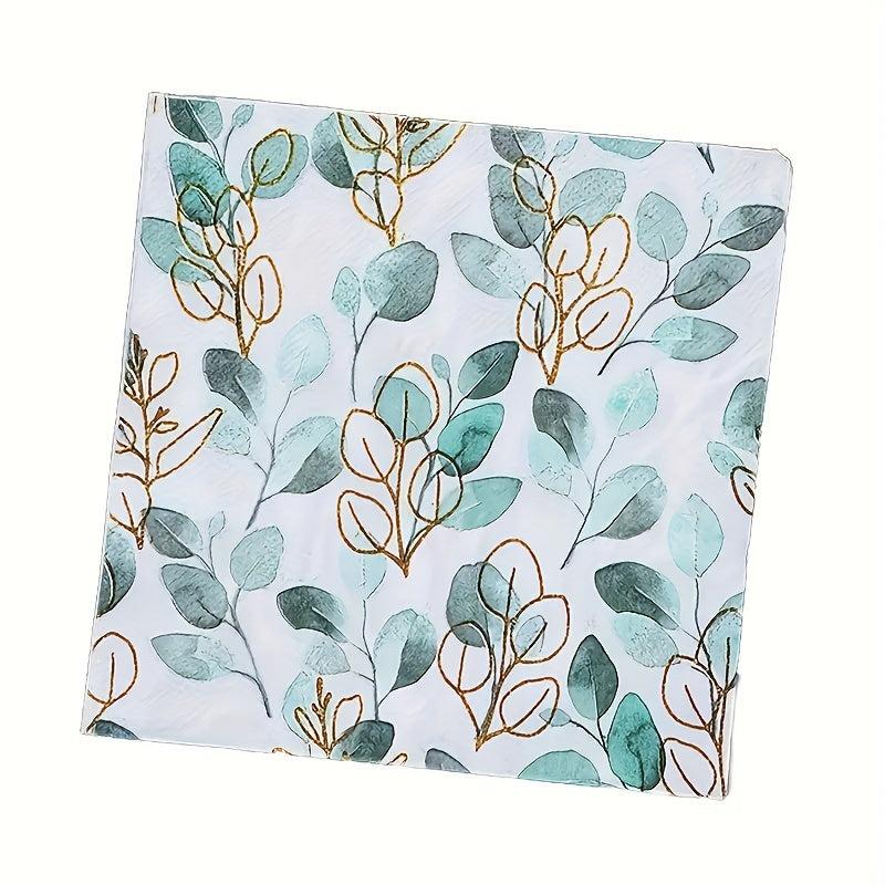 20pcs Disposable Green Leaves Guest Towels Paper Napkins for Home Party