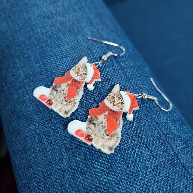 Christmas Earrings Acrylic Santa Chihuahua Cat Elk & Tree Earrings