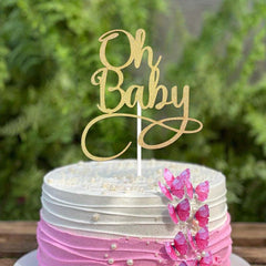 Golden Baby Cake Topper - Baby Birthday Party Decoration