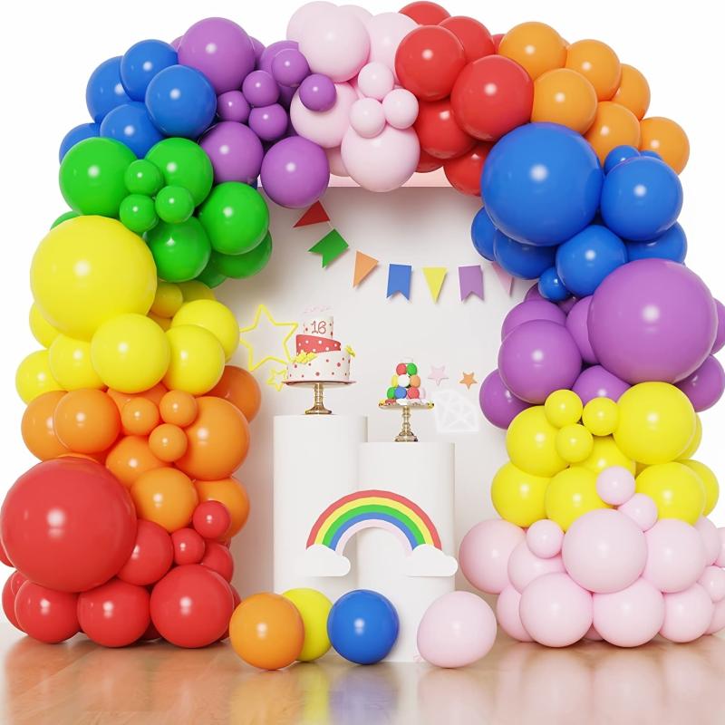Rainbow Balloons Garland Arch Set Mixed Sizes For Birthday Baby Shower Wedding