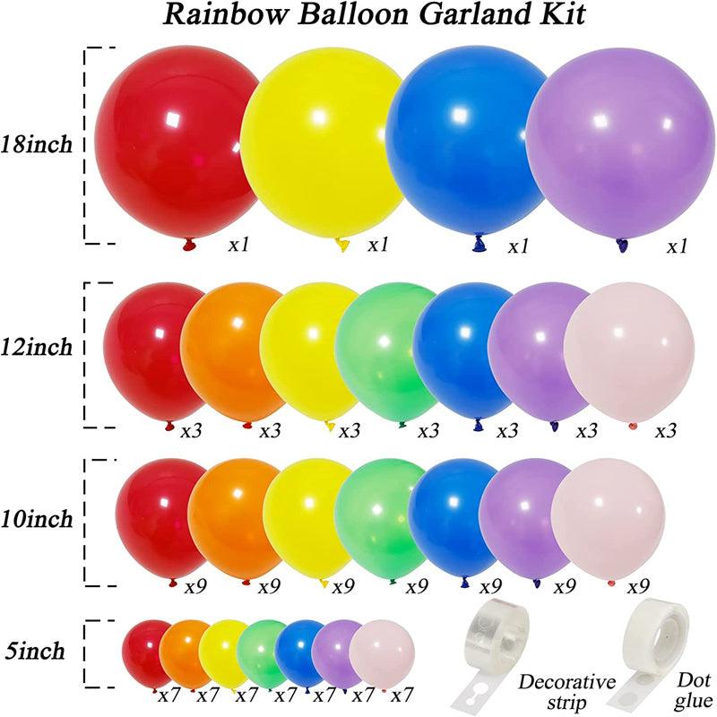 Rainbow Balloons Garland Arch Set Mixed Sizes For Birthday Baby Shower Wedding