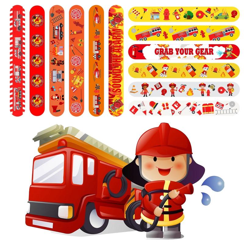 24pcs Fire Truck Slap Bracelets - Firefighter Snap Bracelets
