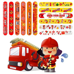 24pcs Fire Truck Slap Bracelets - Firefighter Snap Bracelets