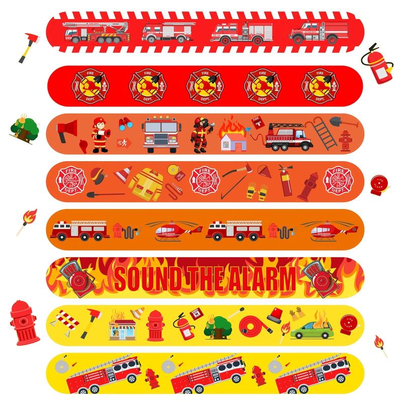 24pcs Fire Truck Slap Bracelets - Firefighter Snap Bracelets