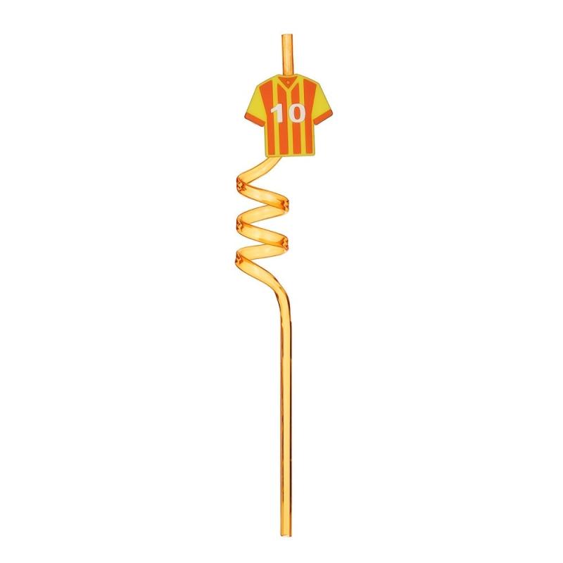 Football Match Series Curved Straw 6 Pcs