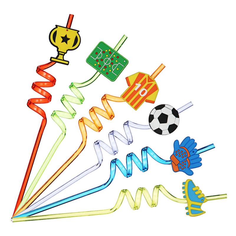 Football Match Series Curved Straw 6 Pcs