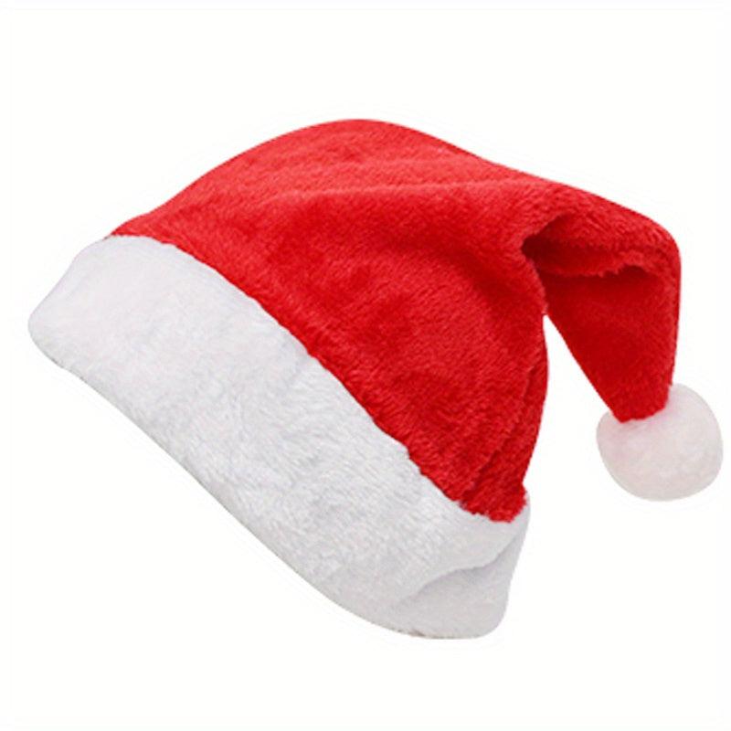Colorful Short Plush Christmas Hat for Adults - Festive Party Celebration