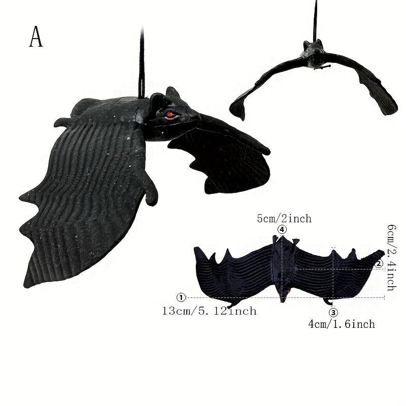 3pcs Halloween Spooky Bat Toy Rubber Bat Pendants