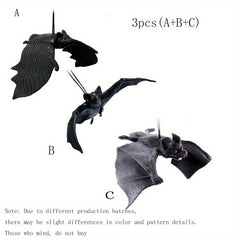 3pcs Halloween Spooky Bat Toy Rubber Bat Pendants