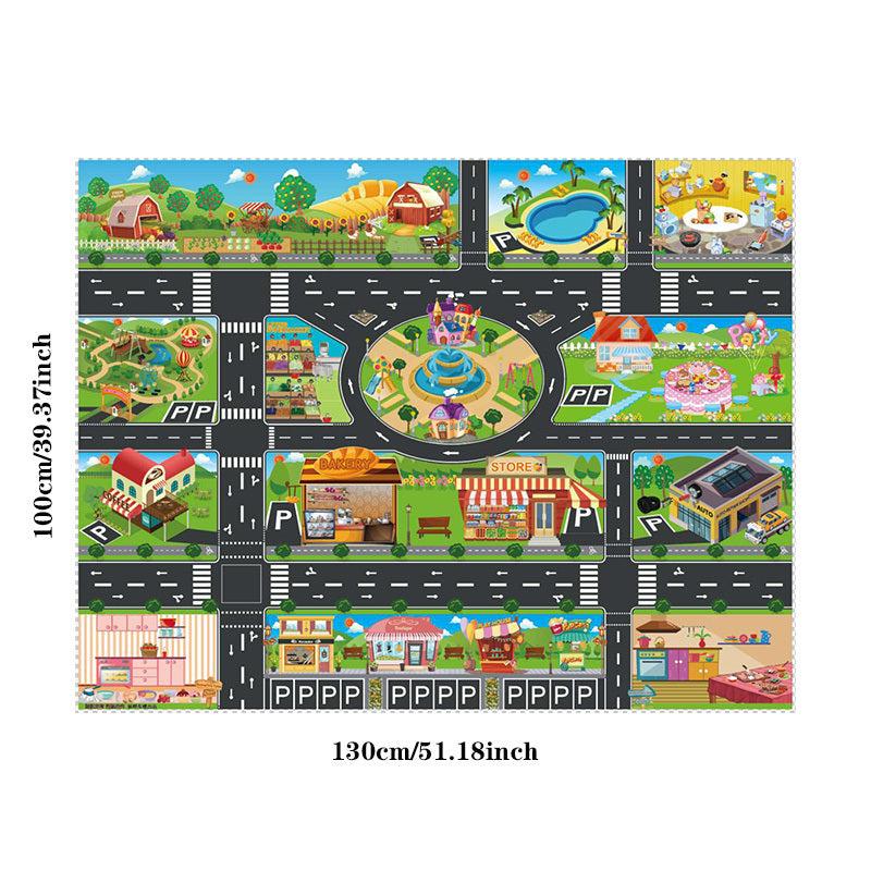 Play Mats House Traffic Road Signs Car Model Parking City Scene Map Rug Foam Mat