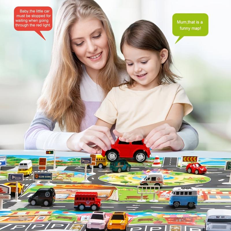 Play Mats House Traffic Road Signs Car Model Parking City Scene Map Rug Foam Mat