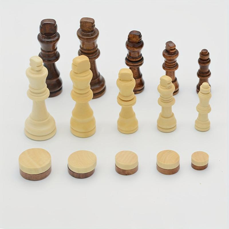 3-in-1 Solid Wood High Chess Foldable Puzzle Board Game Toys