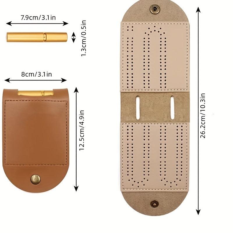 Portable Leather Cribbage Board Game Set - Travel Size