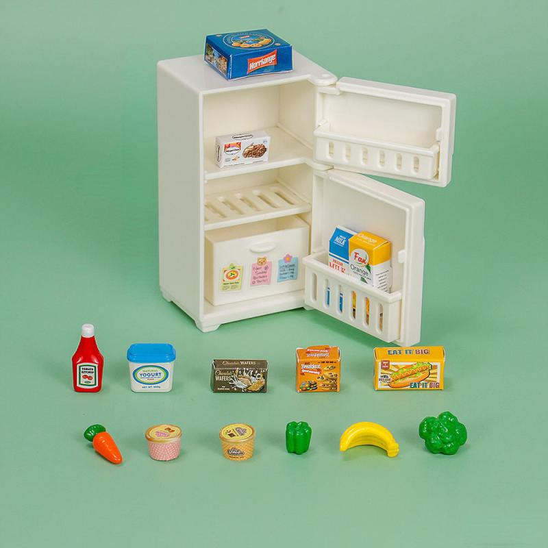 Doll House Mini Furniture Kitchen Play House Toys Pink Refrigerator