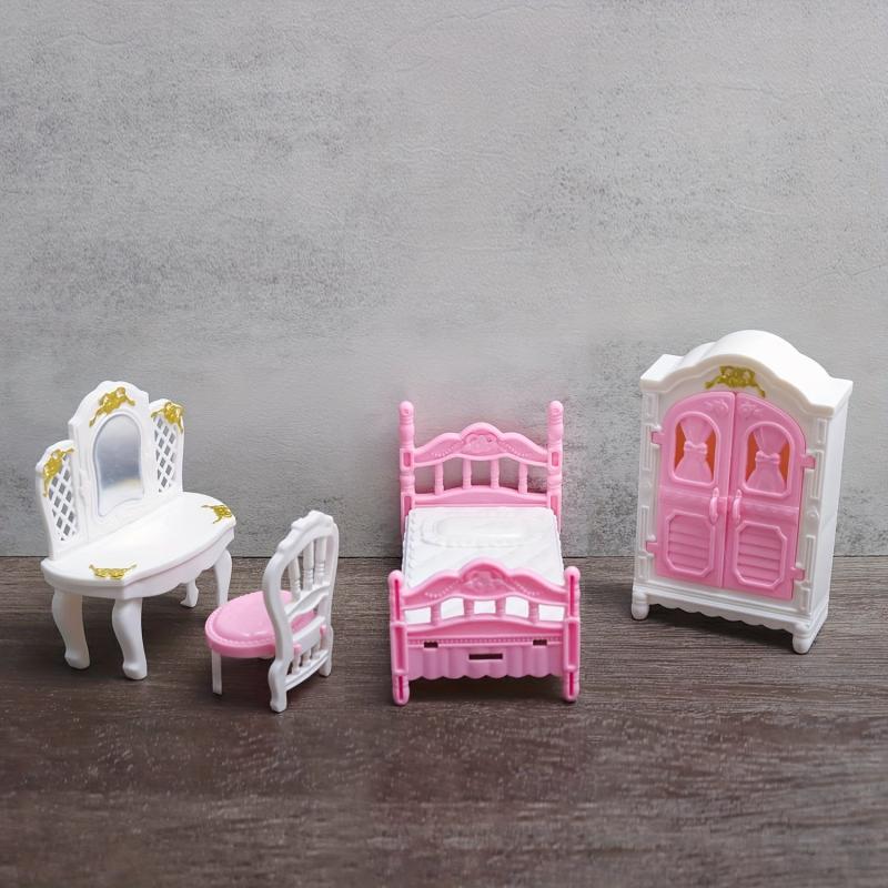 12 Piece Doll House Furniture Set - Bedroom Living Room & Bathroom Accessories