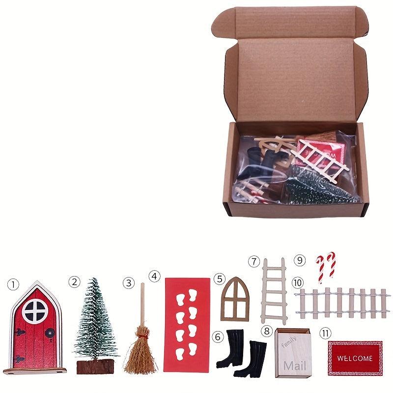 Elf Magic Girl Fairy Door Set Christmas Decorations Mini Fairy Outdoor DIY