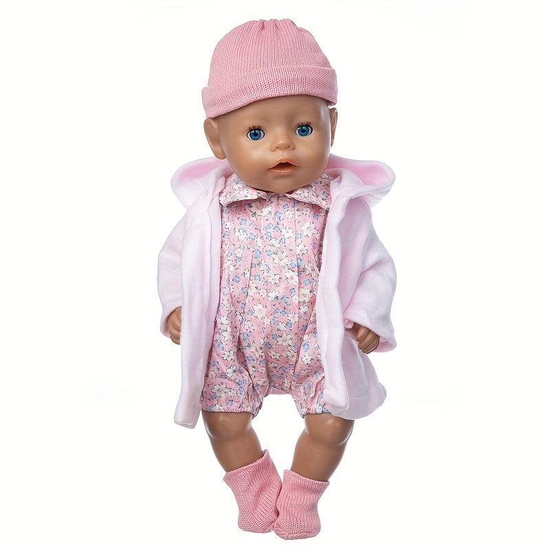 Pink Four Piece Doll Clothes Set for 17-inch Born Baby Doll